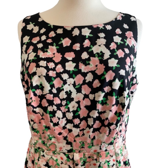 NY & COMPANY Dress Sheath Floral Lined Sleeveless Black & Pink Size 10 - Picture 2 of 11